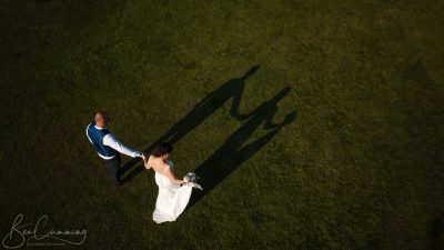 Bride and groom Drone Shot