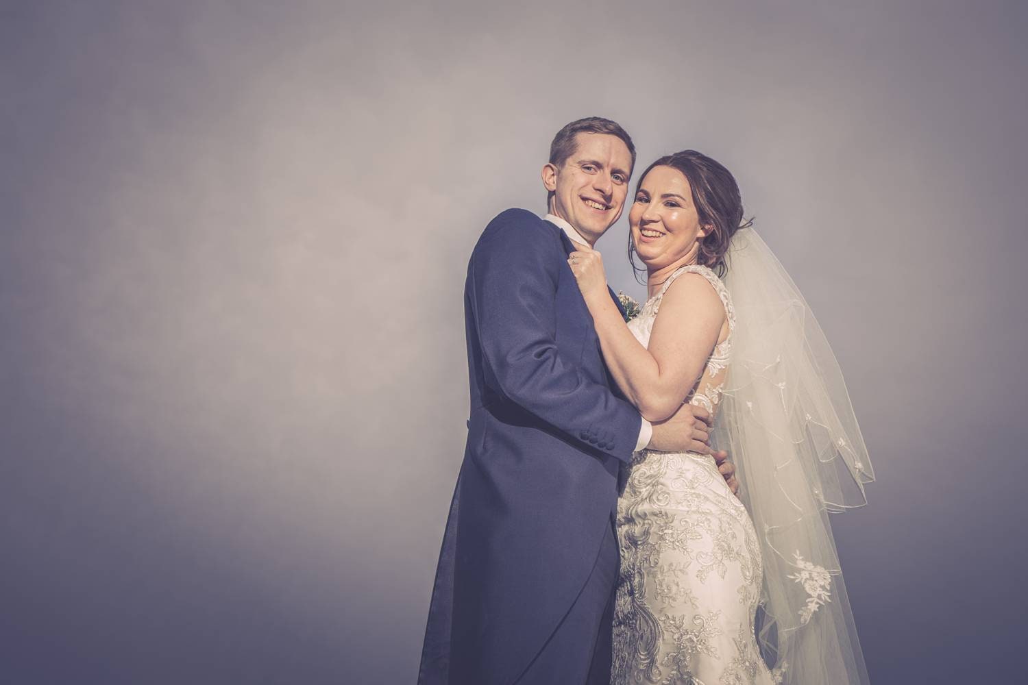 Wedding couple portrait in the walled garden at the Coniston Hotel, Skipton