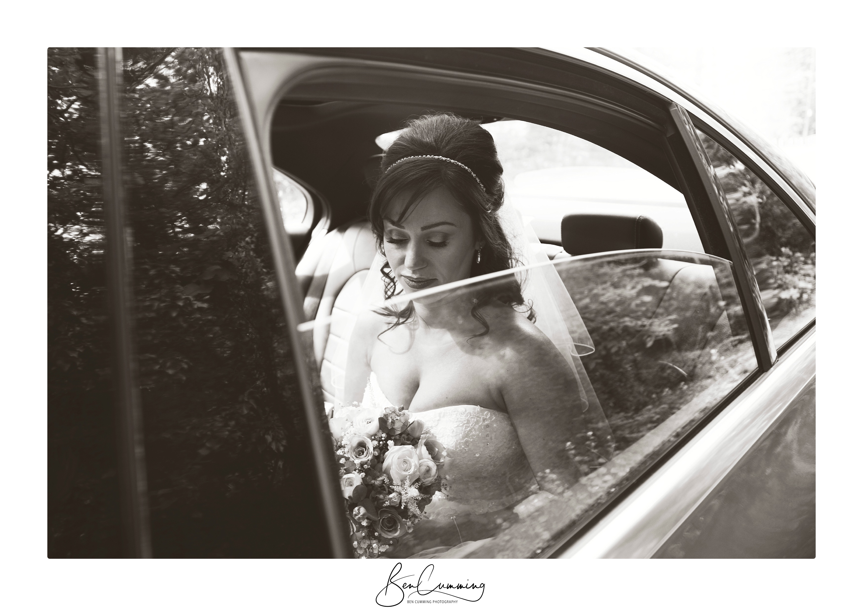 Leeds Wedding Photographer Ben Cumming Bride in Car