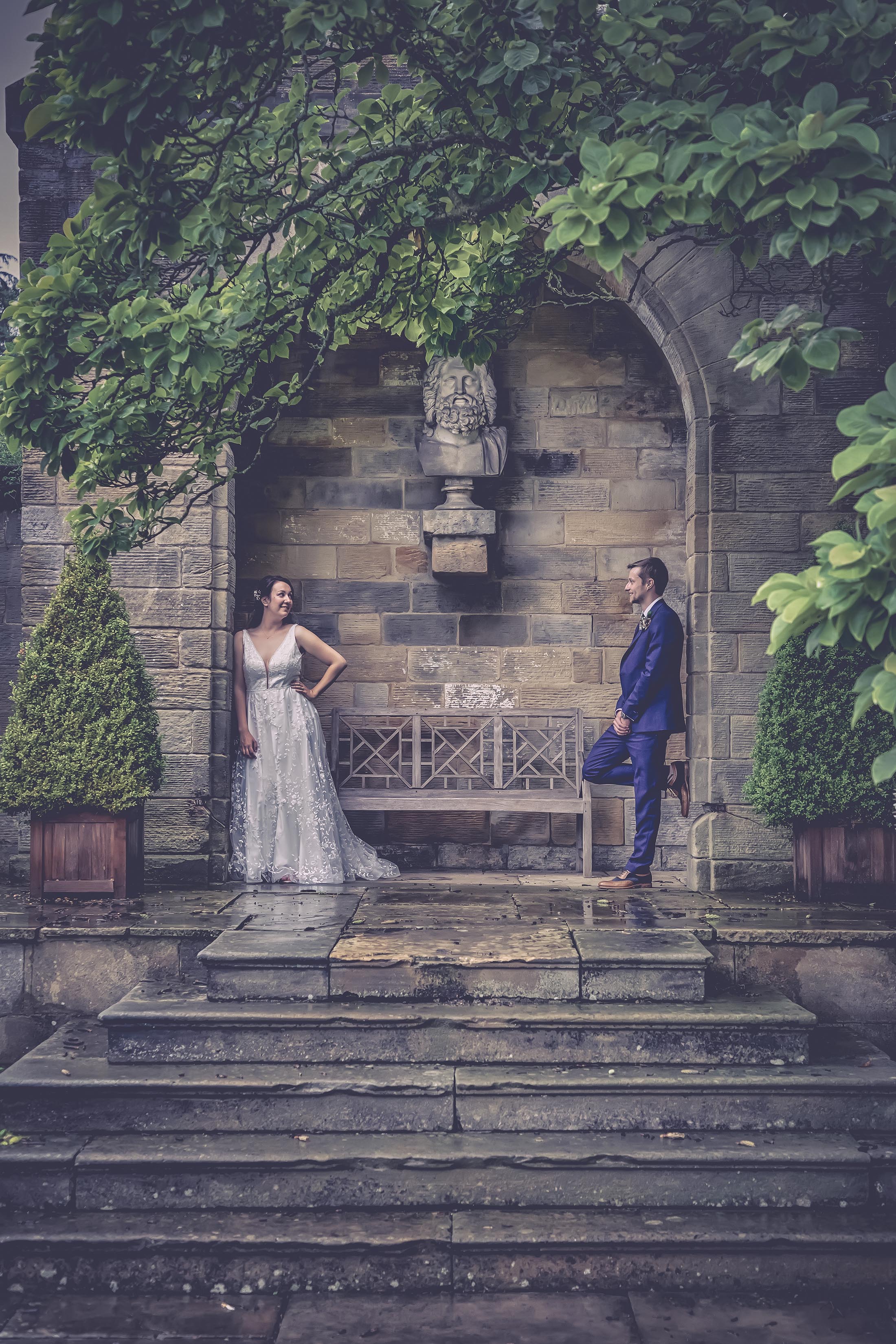 Bride and Groom pose at Rudding Park
