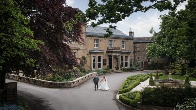 Bride and Groom Drone Photo Wedding Photo at Manor House Lindley