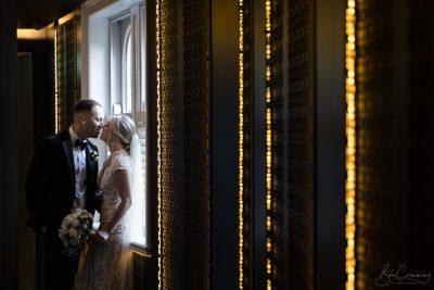 Bride and Groom Share a moment at the Manor House Lindley